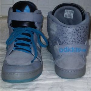 Size 10.5 Grey and Blue Adidas